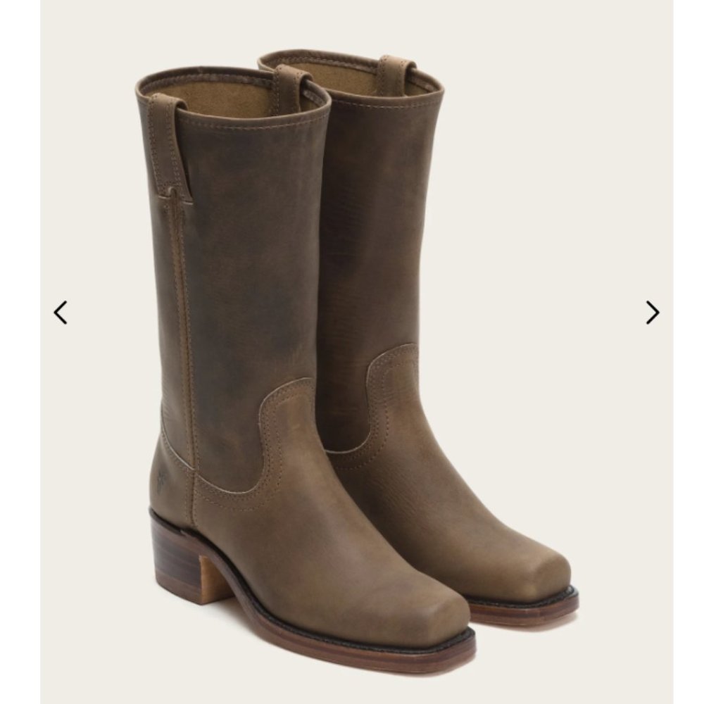 $545 Frye Campus 12L Dark Brown Tan Leather Vintage Distress Square Cowboy Boot - Picture 3 of 16